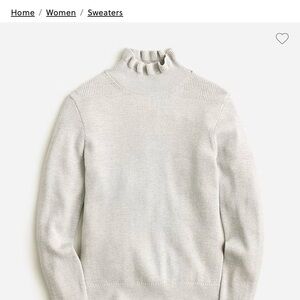 J Crew Merino Women's Ruffled Neck Sweater - Sparkle Gray